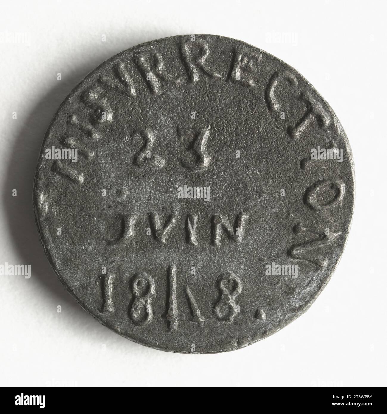 Répression par le général Cavaignac des journées de juin, 23 au 26 juin 1848, Anonyme, graveur en médailles, Array, numismatique, Médaille, cuivre blanc, Paris, Dimensions - oeuvre : diamètre : 2 cm, poids (dimension type) : 11,35 g. Banque D'Images
