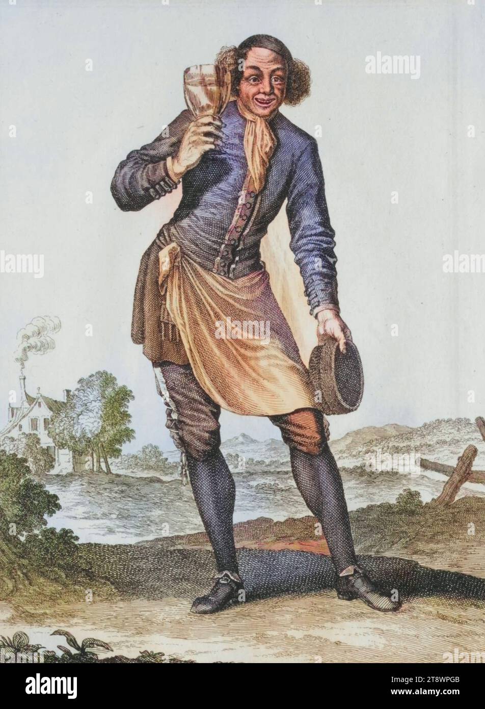 Tracht, Bekleidung, ein Kellner in Arbeitskleidung, 1703, Deutschland, Kupferstich von Caspar Luyken von 1703, digital restaurierte Reproduktion von einer Vorlage aus dem 18. Jahrhundert / Costume traditionnel, vêtements, un serveur en vêtements de travail, 1703, Allemagne, gravure sur cuivre par Caspar Luyken de 1703, reproduction restaurée numériquement à partir d'un original du 18e siècle Banque D'Images