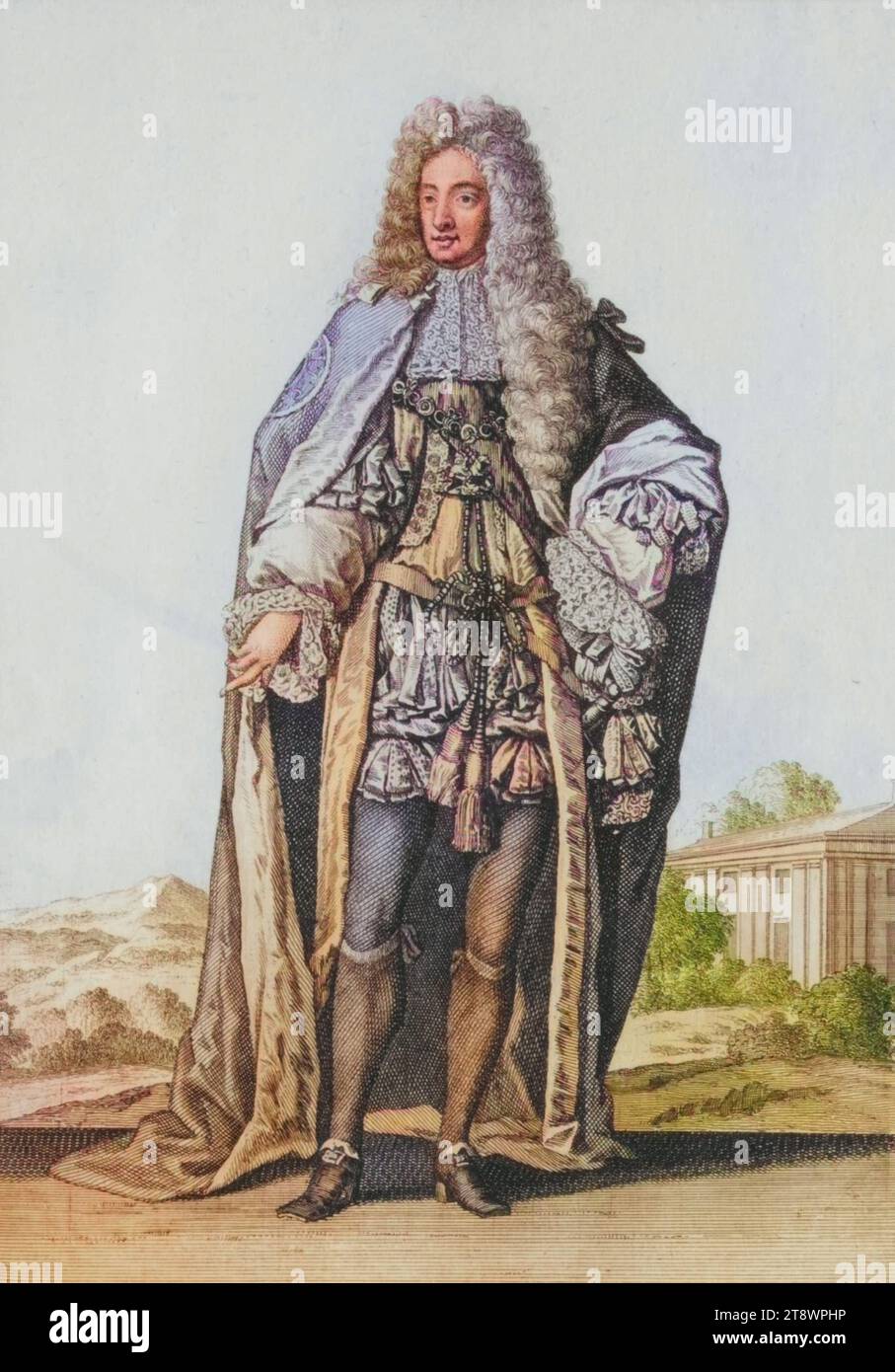 Tracht, Bekleidung, Georgius Pr. Daniae, Dux Cumbriae, Archithalaßus angliae, Georg, Prinz von Dänemark (1. mai 1653 bis 8. Novembre 1708) war der Ehemann der Königin Anne von Großbritannien, Kupferstich von Caspar Luyken von 1703, digital restaurierte Reproduktion von einer Vorlage aus dem 18. Jahrhundert / Costume, vêtements, Georgius Pr. Daniae, Dux Cumbriae, Archithalassus angliae, George, prince de Danemark (1 mai 1653 au 8 novembre 1708) était l'époux de la reine Anne de Grande-Bretagne, gravure sur cuivre par Caspar Luyken de 1703, reproduction restaurée numériquement d'un siècle o 18 Banque D'Images