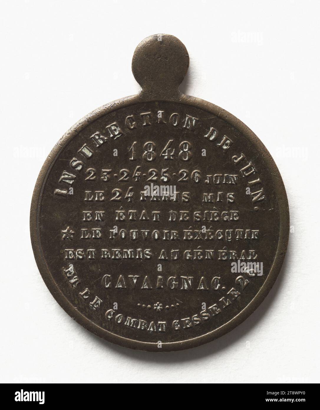 Révolution de 1848, 22 au 24 février ; Journées de juin, 23 au 26 juin 1848, Anonyme, graveur en médailles, Array, numismatique, Médaille, cuivre, Dimensions - oeuvre : diamètre : 2,2 cm, poids (dimension type) : 10,55 g. Banque D'Images