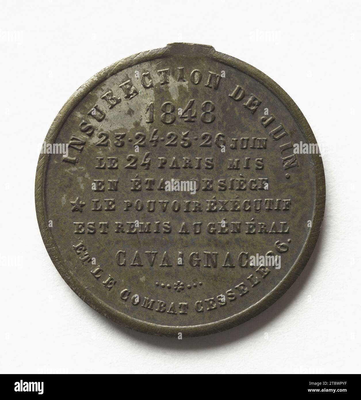 Révolution de 1848, 22 au 24 février ; Journées de juin, 23 au 26 juin 1848, Anonyme, graveur en médailles, Array, numismatique, Médaille, cuivre blanc, Dimensions - oeuvre : diamètre : 2,9 cm, poids (dimension type) : 9,29 g. Banque D'Images