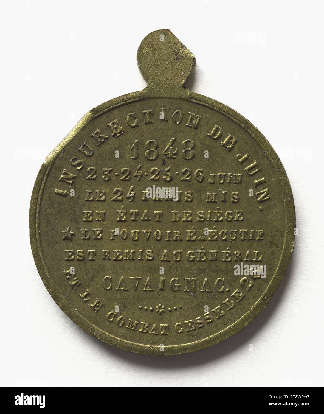 Révolution de 1848, 22 au 24 février ; Journées de juin, 23 au 26 juin 1848, Anonyme, graveur en médailles, Array, numismatique, Médaille, laiton, Dimensions - travail : diamètre : 3 cm, poids (dimension type) : 10,75 g. Banque D'Images