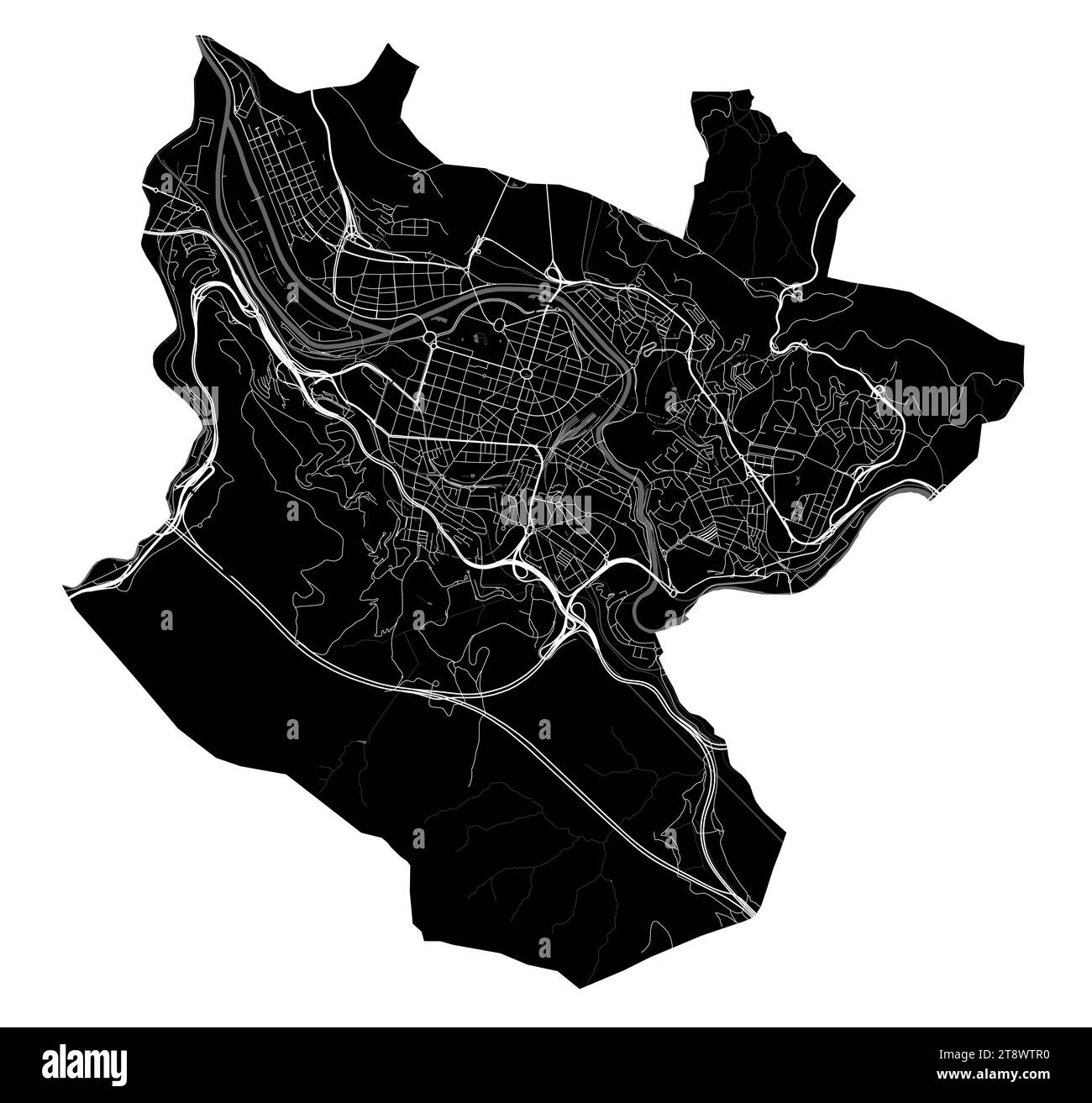 Carte de la ville de Black Bilbo, zone administrative détaillée Illustration de Vecteur