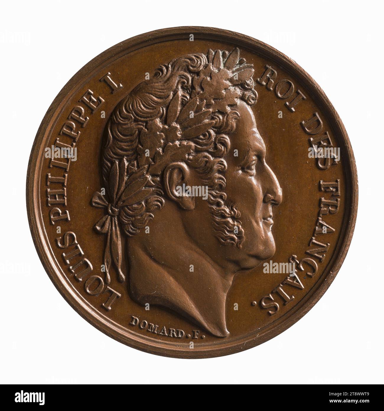 Décès du roi Louis-Philippe, le 26 août 1850, Borrel, Valentin Maurice, graveur en médailles, Domard, Joseph François, graveur en médailles, Array, numismatique, Médaille, Paris, Dimensions - oeuvre : diamètre : 2,5 cm, poids (dimension type) : 10,24 g. Banque D'Images