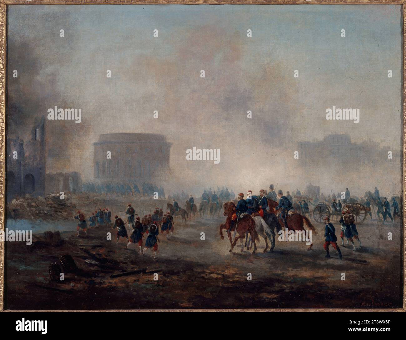 La Rotonde de la Villette entourée par les troupes de Versailles, Boulanger, Gustave Clarence Rodolphe, Peintre, 1871, tableau, Dimensions - travail : hauteur : 50 cm, largeur : 65 cm Banque D'Images