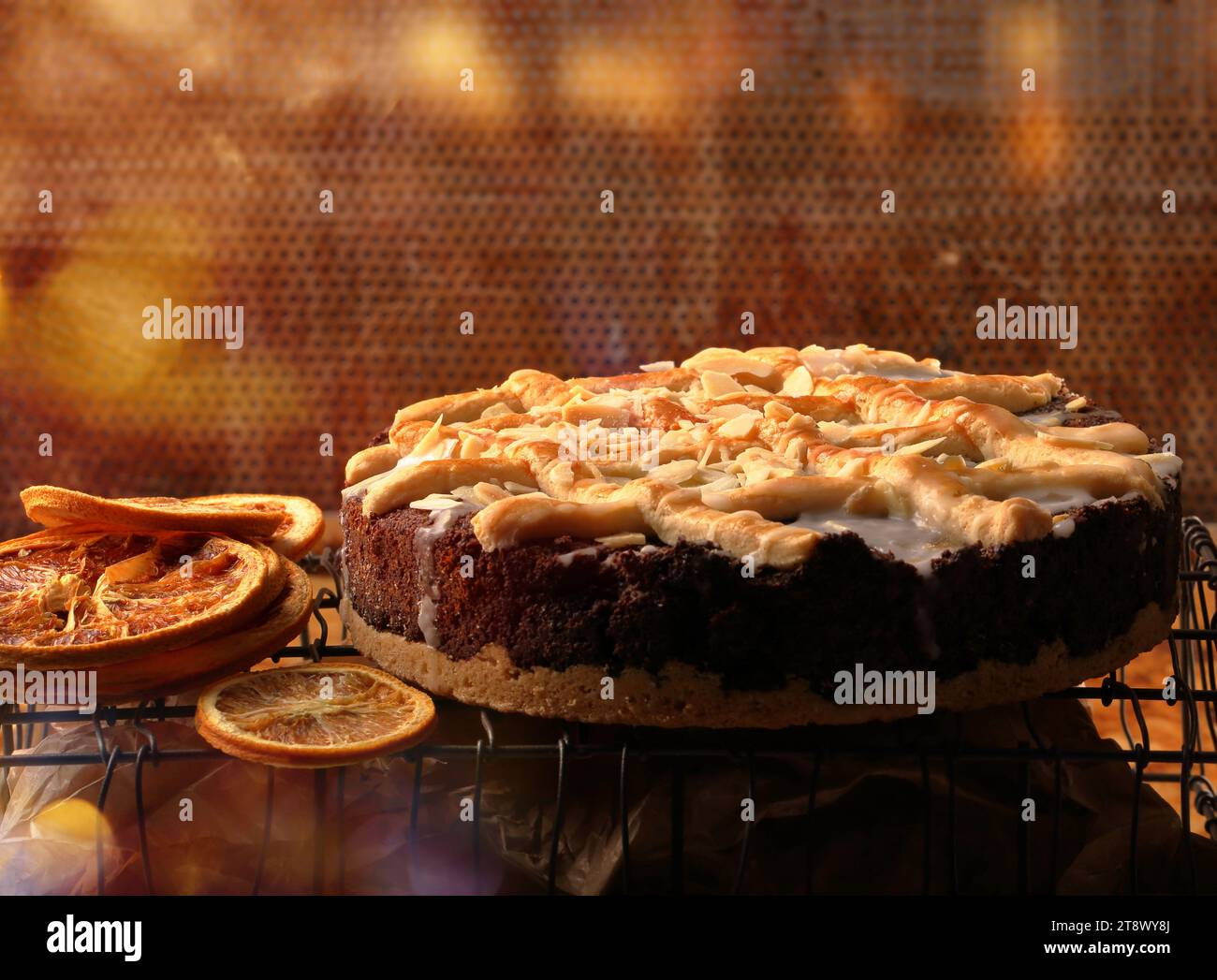 Gâteau aux graines de pavot de Noël avec glaçage, gros plan et espace vide pour l'inscription Banque D'Images