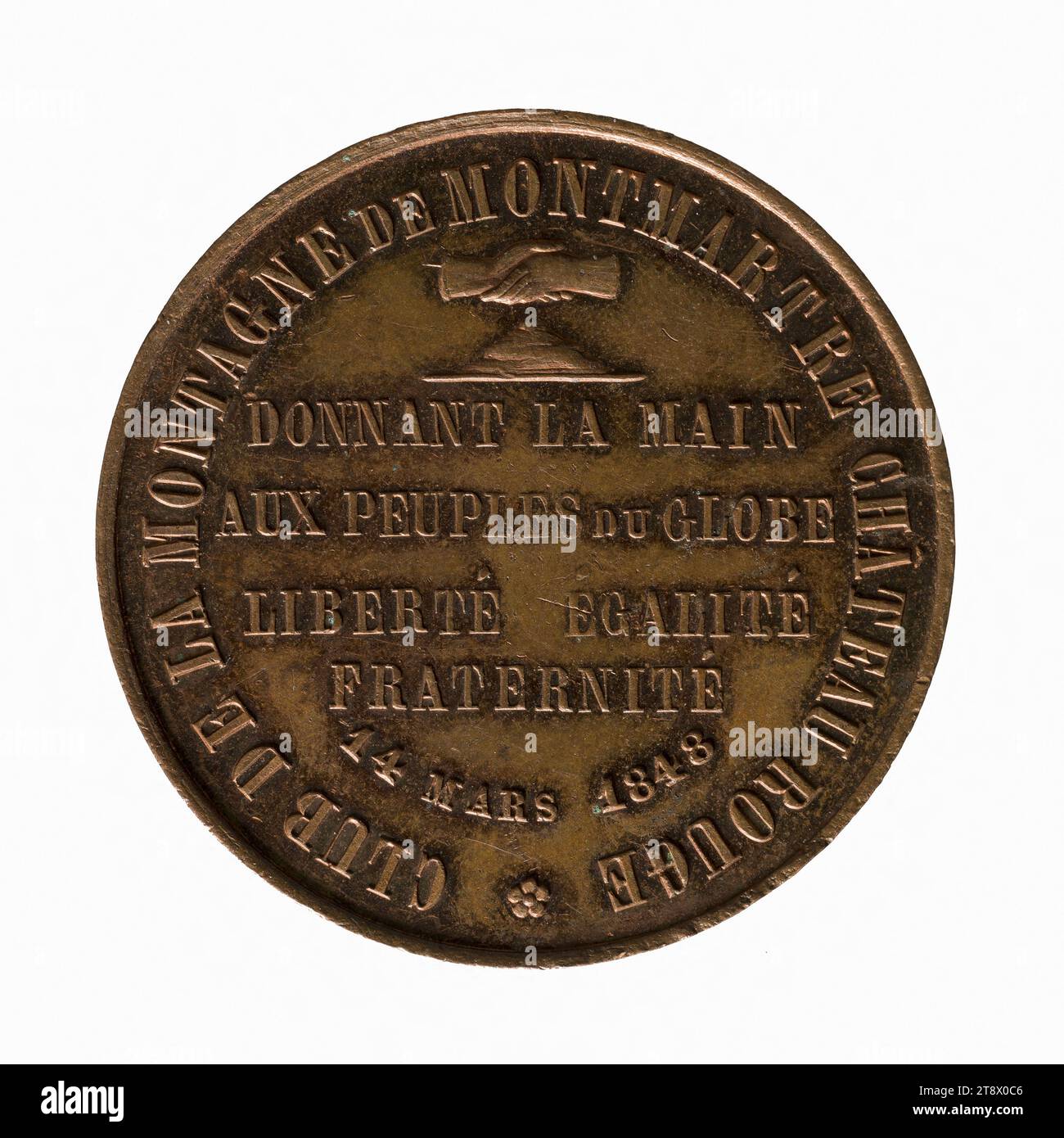 Club de la montagne de Montmartre, Château Rouge, 14 mars 1848, Daniel, graveur en médailles, Array, Numismatique, Médaille, Paris, dimensions - travail : diamètre : 3,1 cm, poids (dimension type) : 14,85 g. Banque D'Images