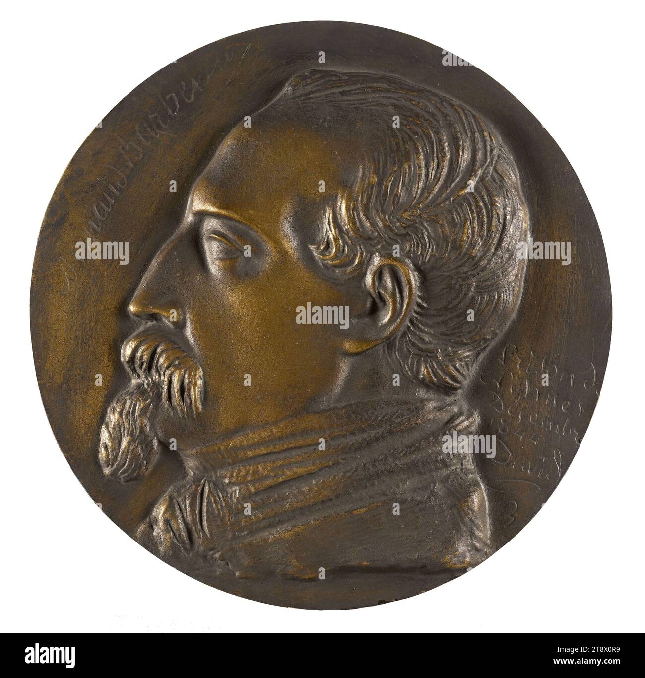 Portrait d'Armand Barbès (1809-1870), homme politique, David d'Angers, Pierre-Jean, sculpteur, Thiébaut Frères, fondateur, Array, Sculpture, Medallion (sculpture), dimensions - travail : diamètre : 17 cm Banque D'Images