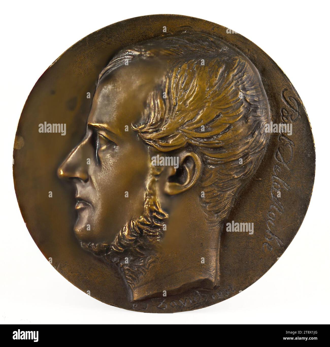 Portrait de Paul Delaroche (1797-1856), Peintre, David d'Angers, Pierre-Jean, sculpteur, circa 1832, 1e moitié du 19e siècle, Sculpture, Médaillon (sculpture), Dimensions - oeuvre : diamètre : 15 cm Banque D'Images
