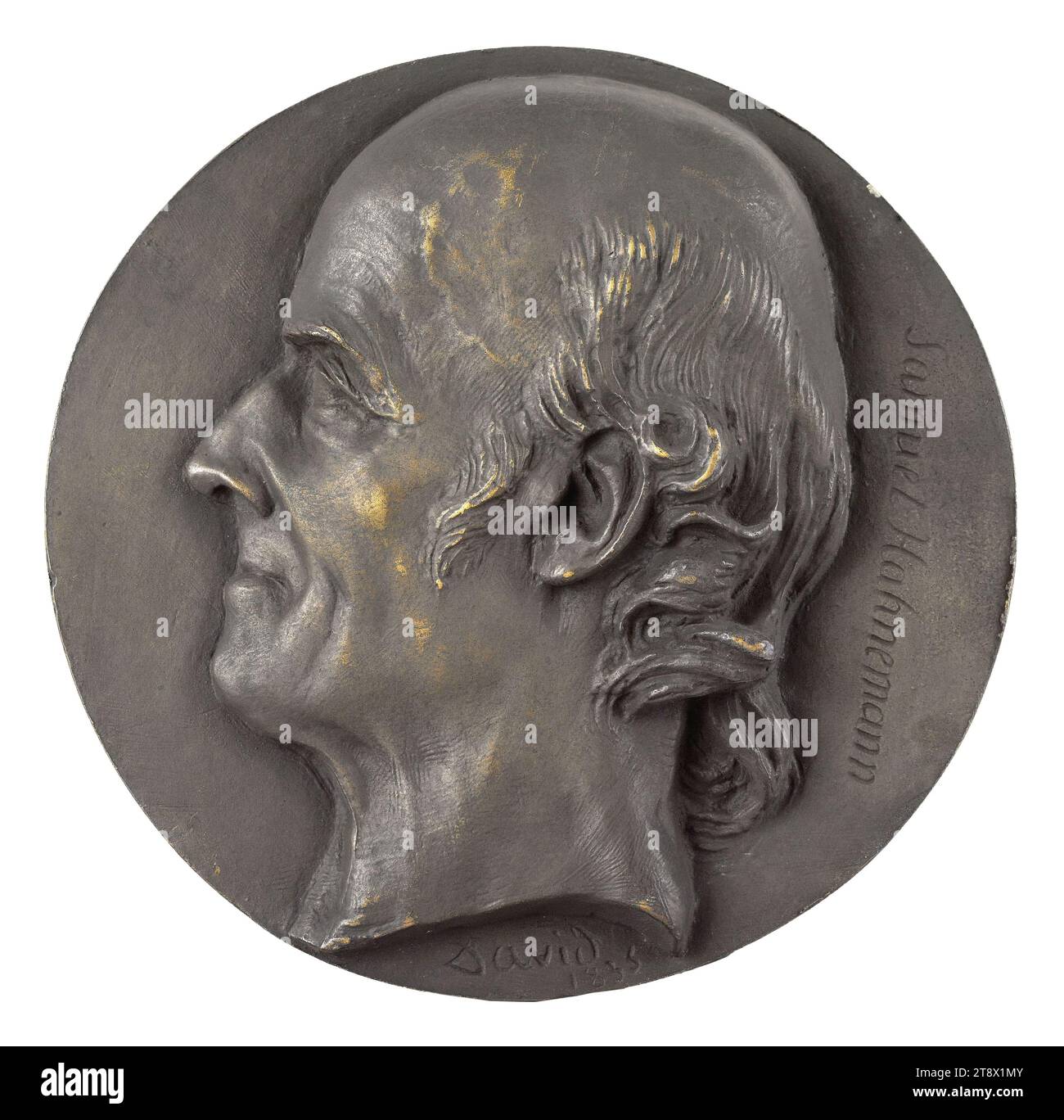 Portrait de Samuel Hahnemann (1755-1843), médecin allemand, David d'Angers, Pierre-Jean, sculpteur, en 1835, 1e moitié du 19e siècle, Sculpture, Médaillon (sculpture), Dimensions - oeuvre : diamètre : 15,6 cm Banque D'Images