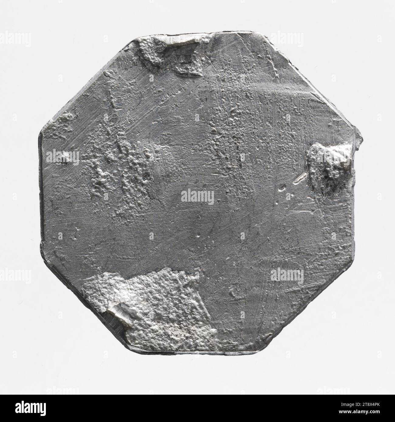 Preuve uniface d'un jeton avec la devise Rohan-Chabot, premier type, 1792, Dupré, Augustin ou Auguste, graveur en médailles, en 1792, 4e quart du 18e siècle, Numismatique, Token (numismatique), Tin, Paris, dimensions - travail : hauteur : 3,1 cm, largeur : 3,3 cm, poids (dimension type) : 2,34 g. Banque D'Images