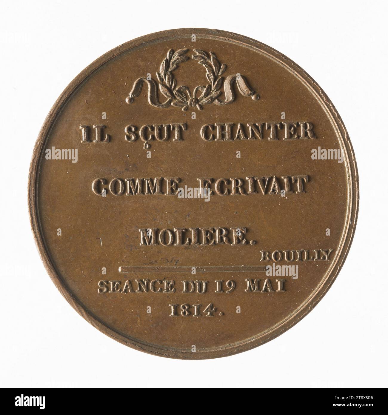 Hommage des enfants d'Apollon à André-Ernest-modeste Grétry (1741-1813), 19 mai 1814, Gatteaux, Jacques-Edouard, graveur en médailles, en 1814, Numismatique, Token (numismatique), cuivre, dimensions - travail : diamètre : 3 cm, poids (dimension type) : 9,71 g. Banque D'Images