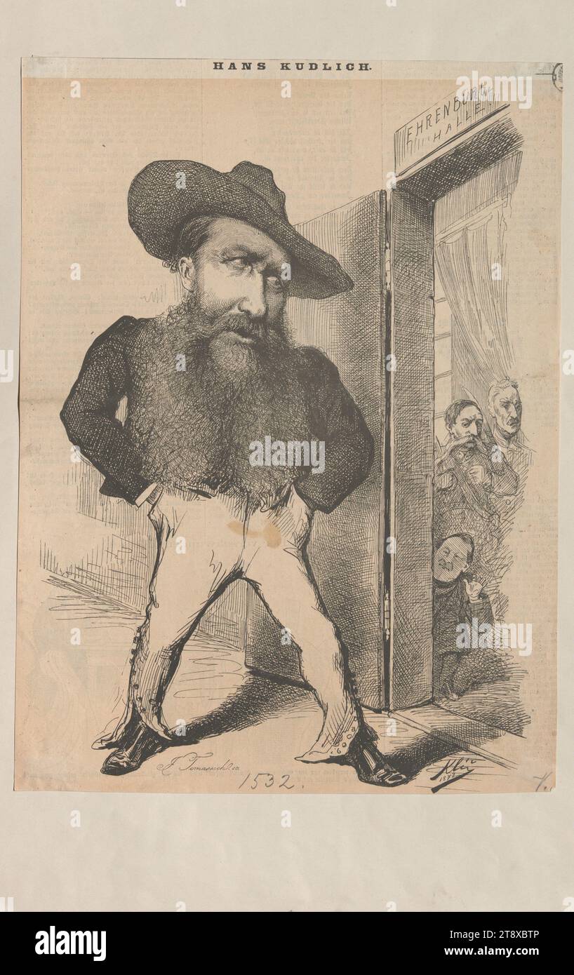 Caricature de Hans Kudlich, Johann Tomassich, xylographe, 1872, papier, gravure sur bois, hauteur 38 cm, largeur 28, 1 cm, caricature, satire, révolutions de 1848, 1849, politique, politicien, la collection Vienne Banque D'Images