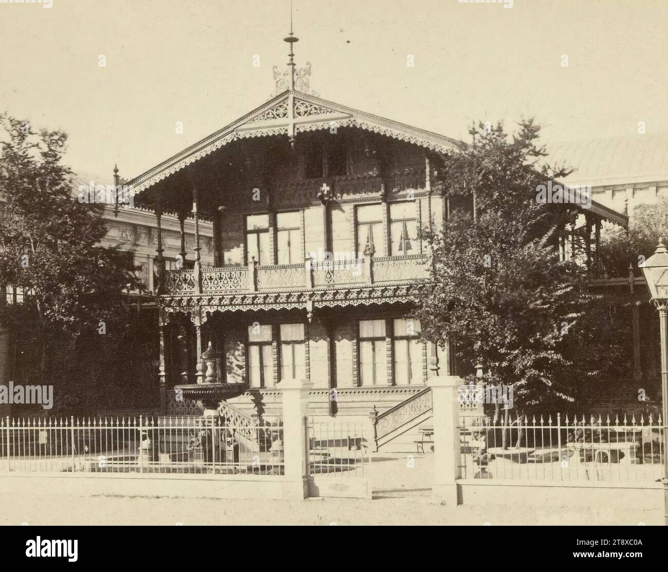 Exposition universelle 1873 : Schweizerhaus de P. Risold, Interlaken (n° 133), Oscar Kramer (1835-1892), photographe, Wiener Photographen-Association, maison d'édition, 1873, papier, photographie, 1873 exposition universelle de Vienne, Prater, Expositions, Architecture, 2e arrondissement : Leopoldstadt, immeuble, immeuble, exposition universelle, collection Vienne Banque D'Images