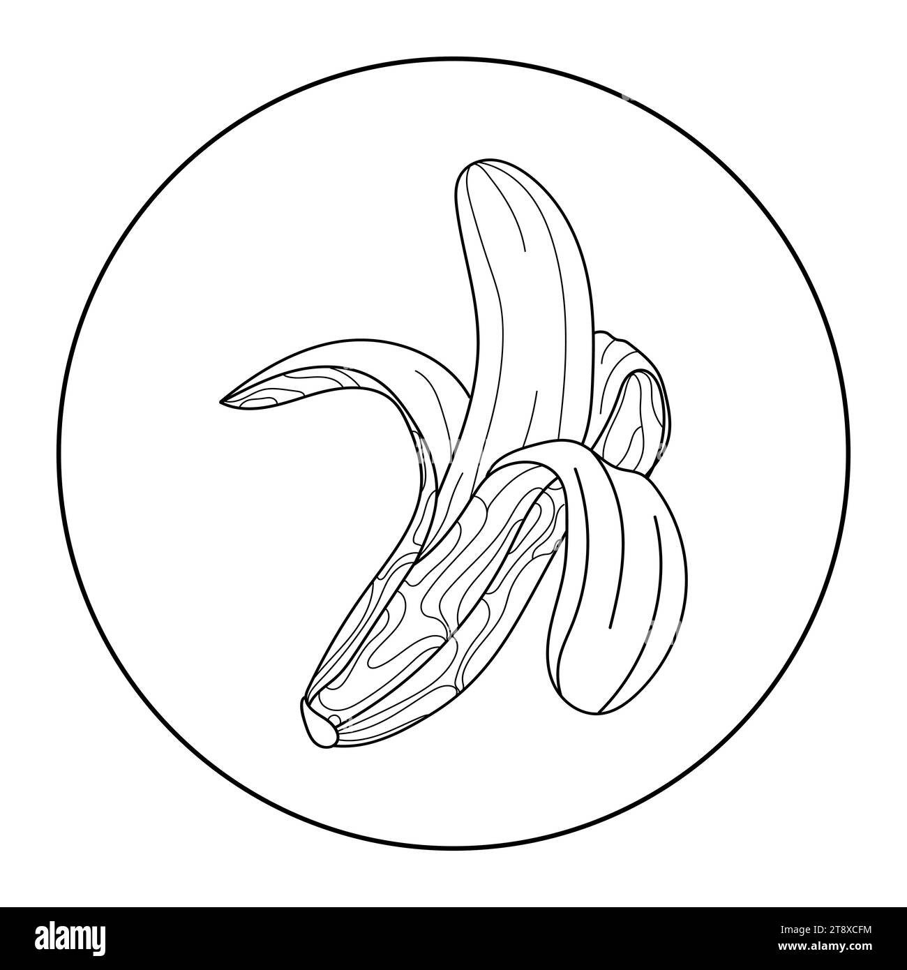 Banana vector icon.Line art Illustration abstraite de banane sur fond blanc.fruit, nourriture saine.Design élément, logo, emblème Illustration de Vecteur