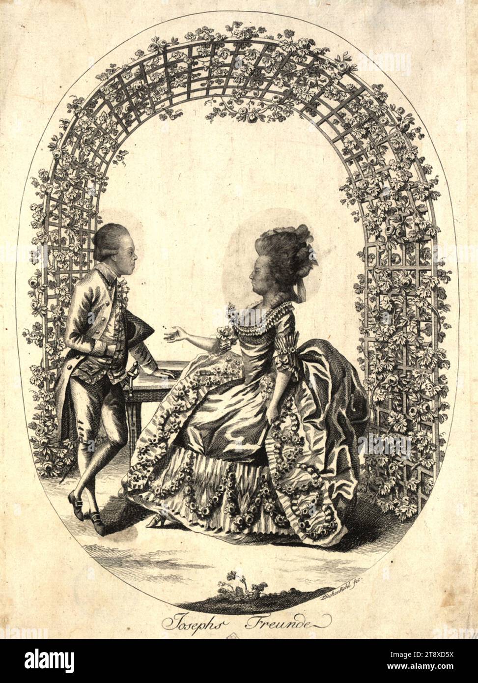 Les amis de Joseph (grand-duc Paul de Russie et son épouse Maria Feodorovna), Johann Hieronymus Löschenkohl (1753-1807), maison d'édition, 1782, papier, gravure sur cuivre, format de feuille 37×27 cm, aristocratie, famille, Beaux-Arts, portrait, homme, femme, la collection Vienne Banque D'Images