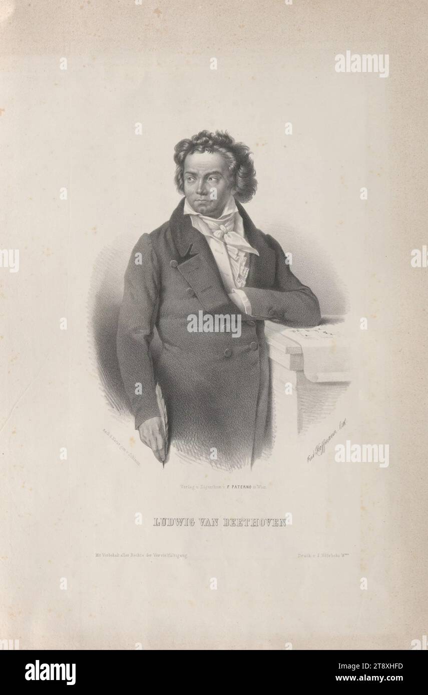 Ludwig van Beethoven, Rudolf Hoffmann, lithographe, F. Paterno, éditeur, veuve de J. Höfelich, imprimeur, date vers 1850-1860, papier, lithographie, hauteur 50,9 cm, largeur 34,6 cm, beaux-arts, musique, domaine de Constantin von Wurzbach, portrait, homme, compositeur, musicien, Ludwig van Beethoven., la collection de Vienne Banque D'Images
