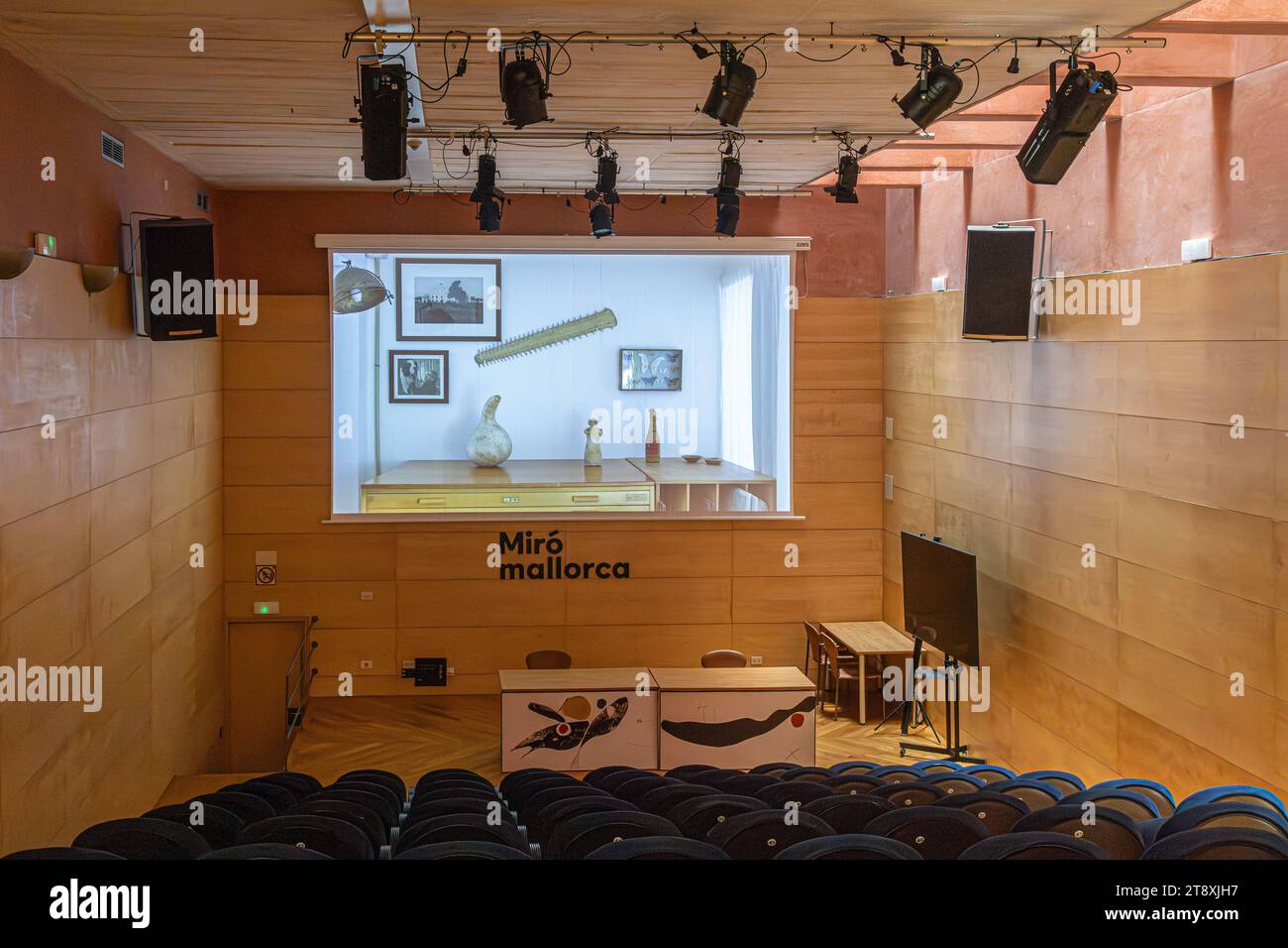 PALMA DE MAJORQUE, ESPAGNE - 22 SEPTEMBRE 2023 : salle de projection à l'intérieur du Fundacio Miro Mallorca (Fondation Miro Mallorca), un musée dédié à Banque D'Images
