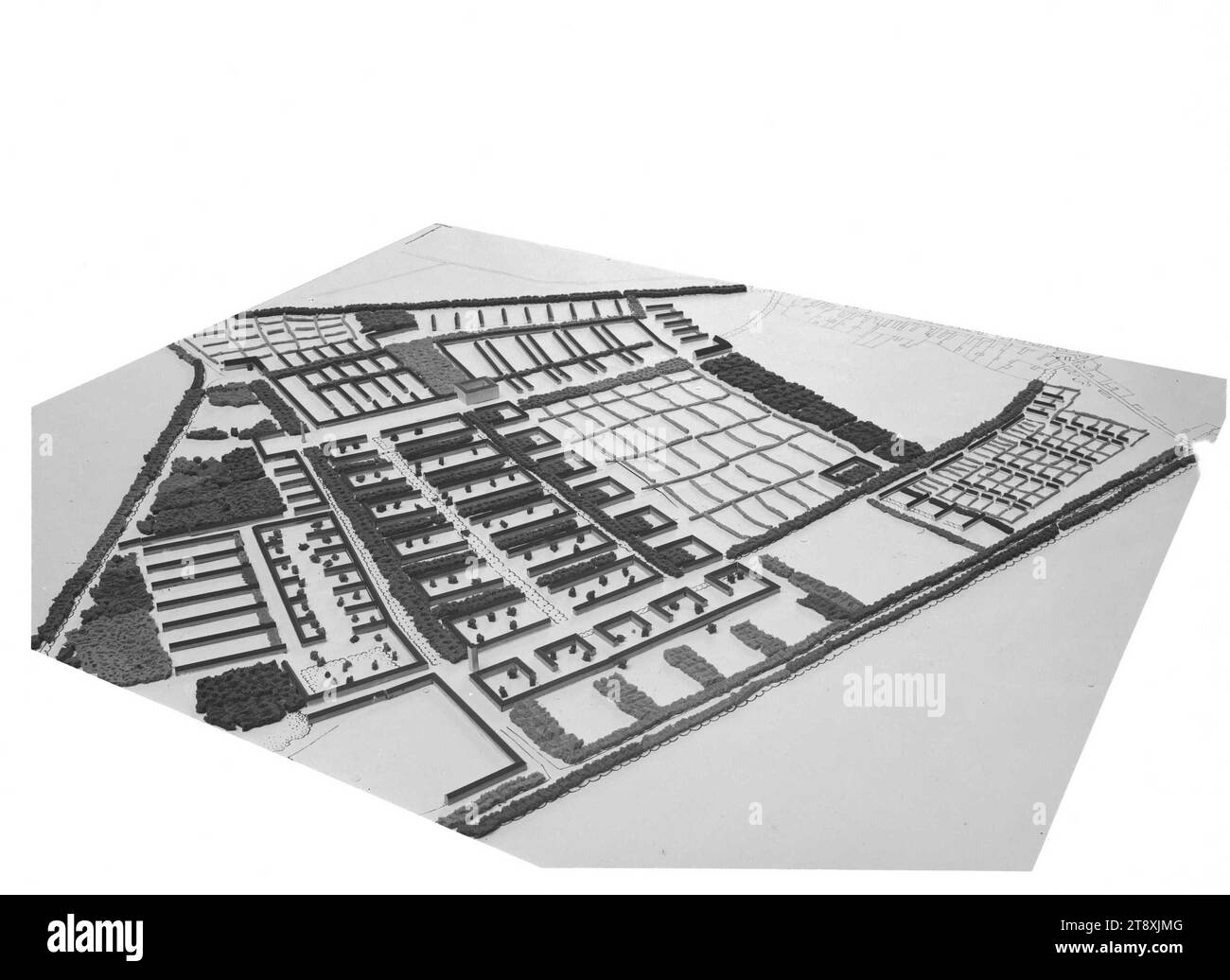 Modèle d'un grand lotissement prévu près de Stammersdorf, Martin Gerlach jun. (1879-1944), photographe, date vers 1939-1940, verre, négatif, hauteur 17, 8 cm, largeur 23, 8 cm, architecture, urbanisme et aménagement urbain, 21e arrondissement : Floridsdorf, maquette ~ architecture, la collection Vienne Banque D'Images