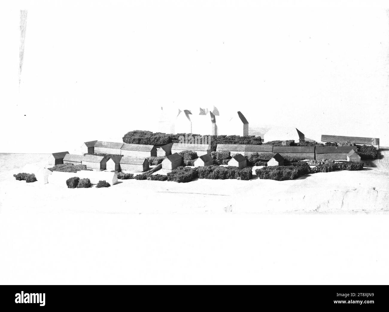 Modèle d'un projet d'établissement à Melk (Basse-Autriche), Martin Gerlach jun. (1879-1944), photographe, daté vers 1938-1940, verre, négatif, hauteur 17,8 cm, largeur 23,8 cm, architecture, urbanisme et aménagement urbain, maquette  architecture, collection Vienne Banque D'Images