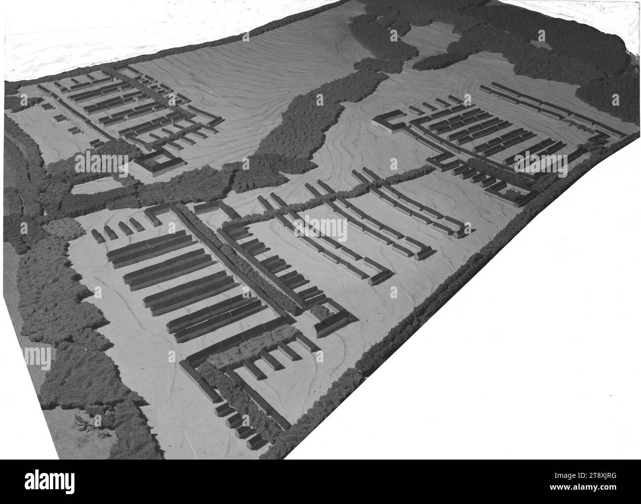 Modèle d'un projet de lotissement à Laaer Berg (faisant partie de la "Wohnstadt Süd"), Martin Gerlach jun. (1879-1944), photographe, date c. 1938-1940, verre, négatif, hauteur 17,8 cm, largeur 23,8 cm, architecture, urbanisme et urbanisme, 10e arrondissement : Favoriten, modèle ~ architecture, la collection Vienne Banque D'Images