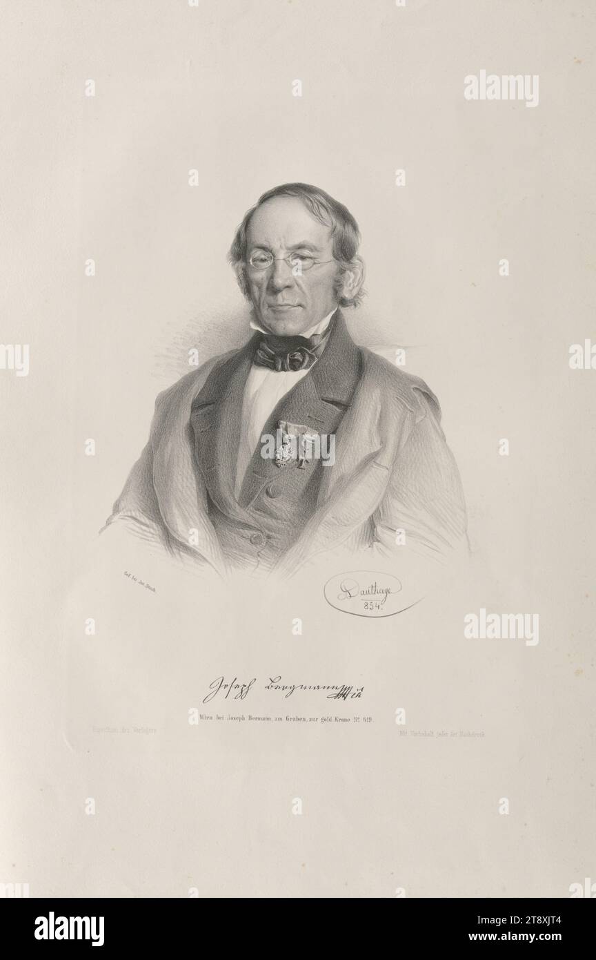 Joseph von Bergmann, Adolf Dauthage (1825-1883), lithographe, Josef Bermann (1810-1886), éditeur, Joseph Stoufs, imprimeur, 1854, papier, lithographie, hauteur 51 cm, largeur 34,8 cm, beaux-arts, legs de Constantin von Wurzbach, portrait, homme, la collection Vienne Banque D'Images