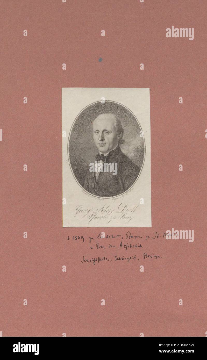 Georg Alois Dietl, prêtre à Berg, professeur d'esthétique, Friedrich John (1769-1843), graveur, 1821, papier, pointillé, hauteur 38, 8 cm, largeur 24, 9 cm, beaux-arts, legs Constantin von Wurzbach, portrait, homme, The Vienna Collection Banque D'Images