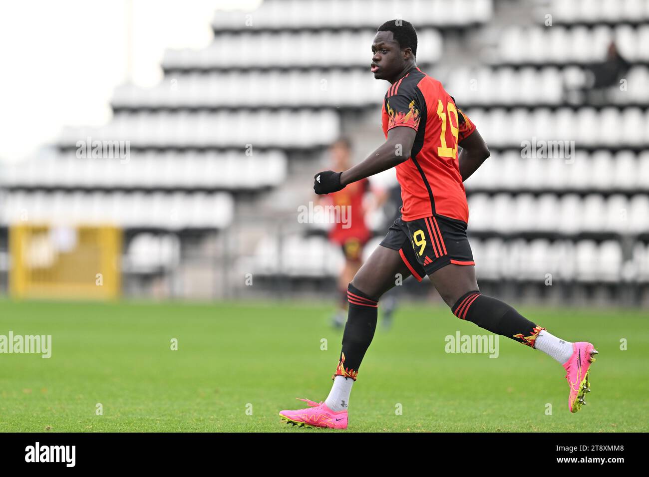 Tubize, Belgique. 21 novembre 2023. Sekou Diawara (19 ans) de Belgique photographié lors d'un match amical de football entre les équipes nationales de moins de 20 ans de Belgique et de France le mardi 21 novembre 2023 à Tubize, Belgique . Crédit : Sportpix/Alamy Live News Banque D'Images