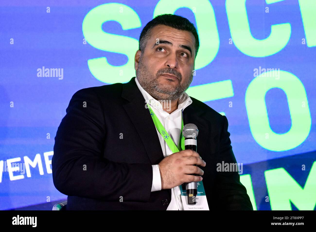 Rome, Italie. 21 novembre 2023. Vice-président ed PDG par intérim de la Saudi Pro League Saad Al Lazeez lors de son discours lors du social football Summit, un événement organisé dans l'industrie du football, qui se tient au stade Olimpico à Rome (Italie), le 11 novembre 2023. Crédit : Insidefoto di andrea staccioli/Alamy Live News Banque D'Images