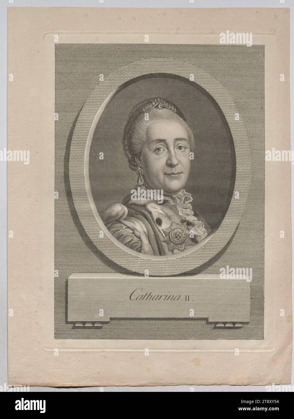 Catharina II', Inconnu, Date avant 1796, papier, gravure sur cuivre, hauteur 36, 1 cm, largeur 26, 8 cm, taille de plaque 30, 1×22 cm, Beaux-Arts, domaine Constantin von Wurzbach, portrait, femme, Pythie, prêtresse de l'oracle Delphique, la collection de Vienne Banque D'Images
