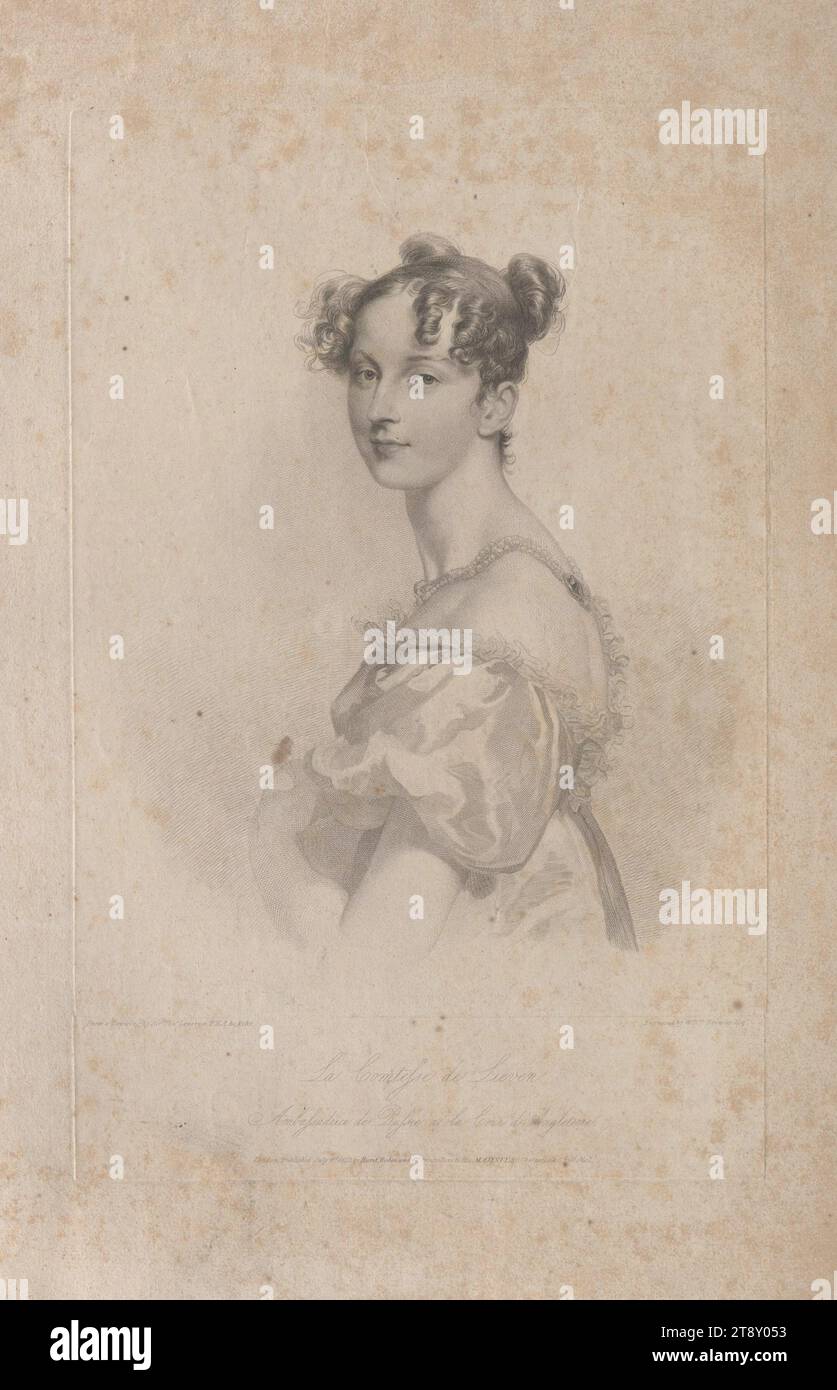 La Comtesse de Lieven Ambassadrice de Russie à la Cour d'Angleterre.', William Bromley (1769-1842), graveur sur cuivre, 1823, papier, gravure sur cuivre, hauteur 48, 8 cm, largeur 32, 9 cm, plaque taille 37, 3×24, 1 cm, Inscription, 'd'après un dessin de Sir Thos. Lawrence. P.RA. &Amp;c. &amp;c. &Amp;c.', 'gravé par Willm. Bromley Esqr.", "Londres. Publié le 1 juillet. 1823 par Hurst Robinson & Co. Printsellers à sa Majesté 90, Cheapside & 8. Pall Mall.', Beaux-Arts, domaine Constantin von Wurzbach, portrait, femme, The Vienna Collection Banque D'Images