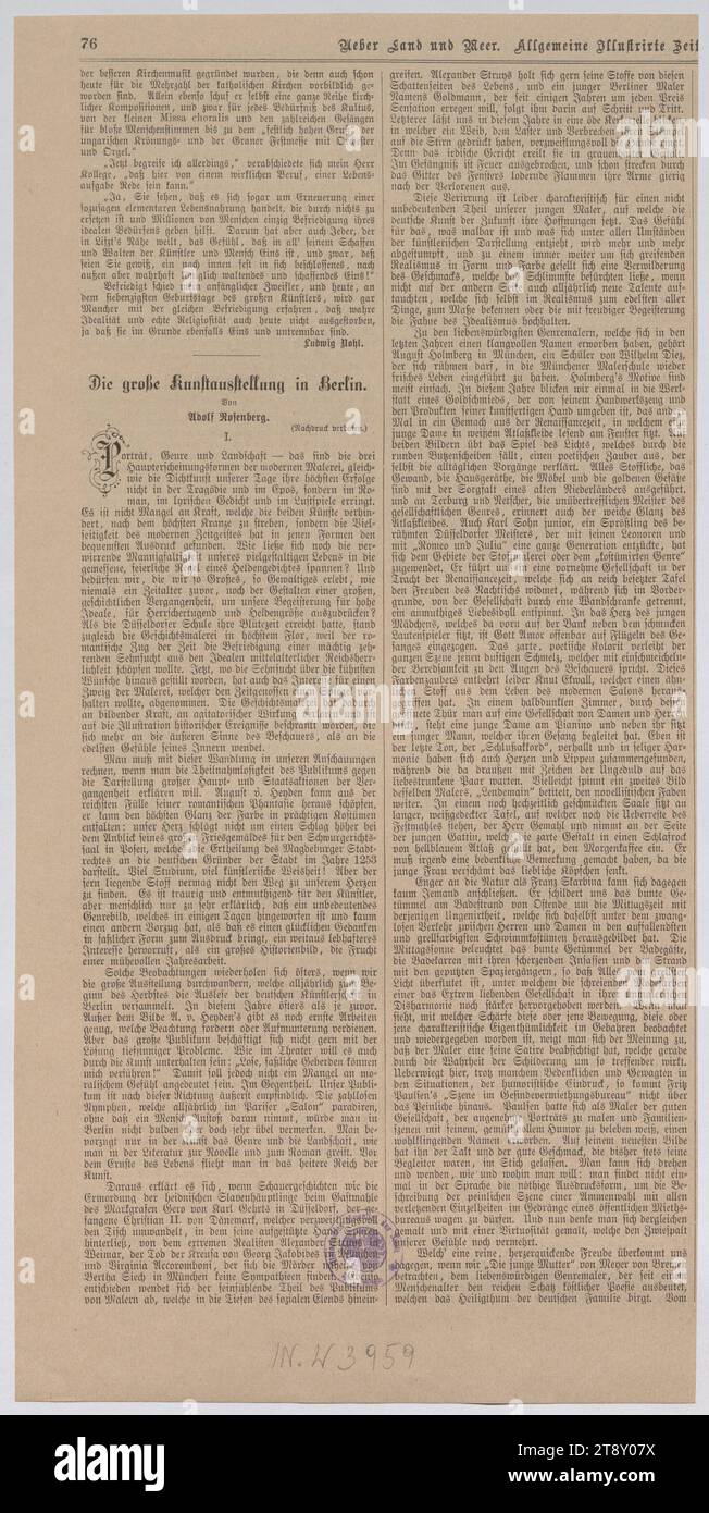 Un soixante-dixième anniversaire. Franz List.', Ludwig Pohl, auteur, 1881-1882, papier, impression, hauteur 37 cm, largeur 18, 1 cm, musique, médias et communication, Estate Constantin von Wurzbach, biographie (texte), hebdomadaire, mensuel, magazine, etc., la collection Vienne Banque D'Images