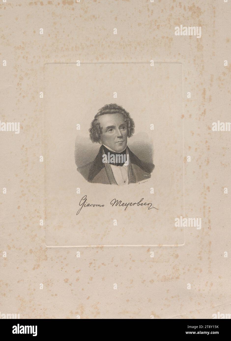 Giacomo Meyerbeer, Inconnu, Theodor Langer (1819-1895), graveur sur cuivre, 1845, papier, gravure sur cuivre, hauteur 33, 4 cm, largeur 24, 5 cm, taille de plaque 17, 8×13, 4 cm, Inscription, 'TH Langer sC', Beaux-Arts, domaine Constantin von Wurzbach, portrait, homme, la collection Vienne Banque D'Images