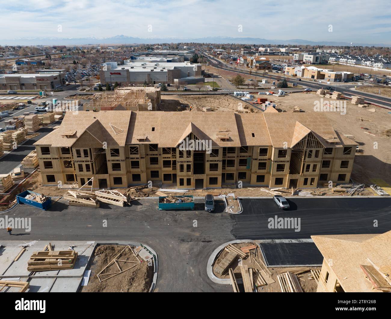 Greeley Colorado dans le comté de Weld nouvelles maisons multifamiliales en construction. Logement abordable. Banque D'Images