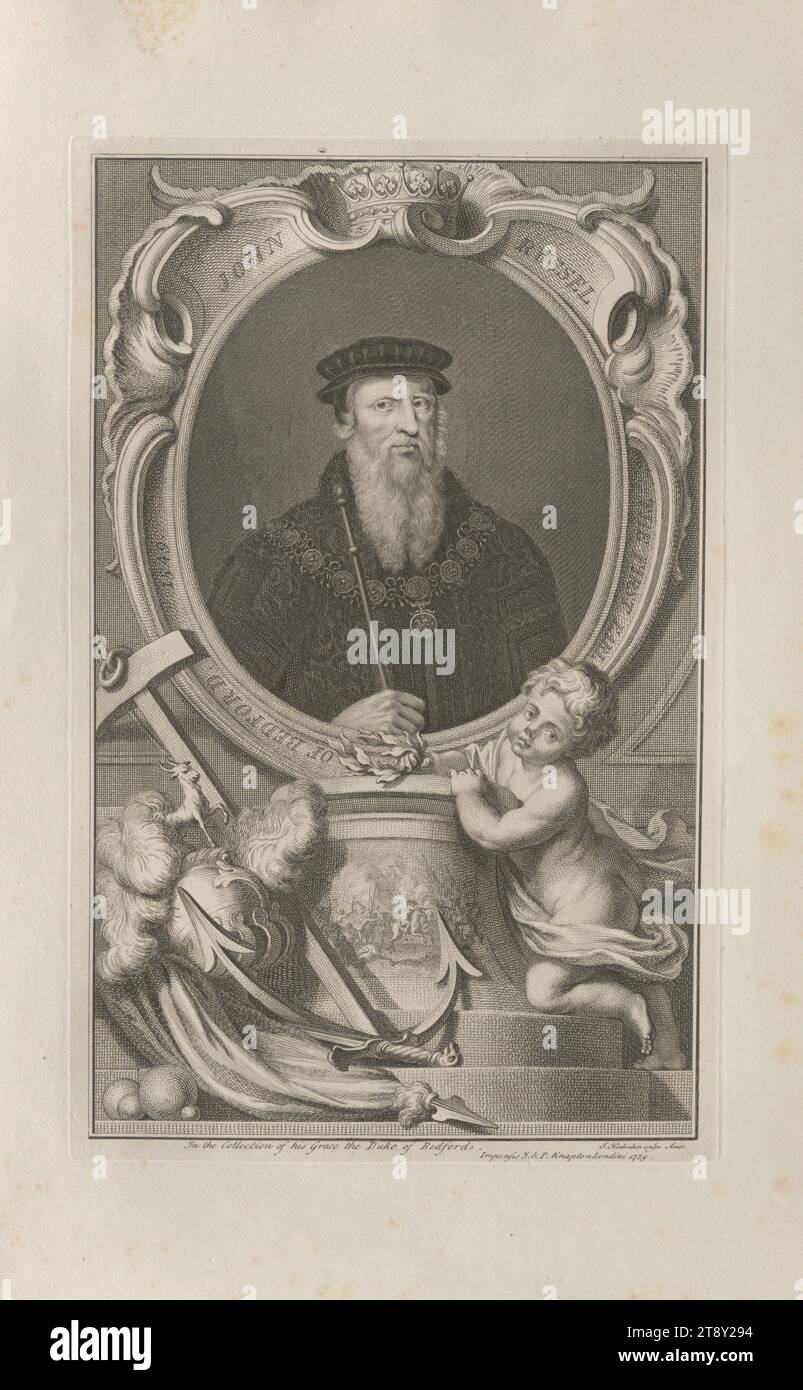 JOHN RUSSEL LE PREMIER COMTE DE BEDFORD 1549', Jakob Houbraken (1698-1780), graveur sur cuivre, J. & P. Knapton, maison d'édition, 1739, papier, gravure sur cuivre, hauteur 50, 3 cm, largeur 32, 3 cm, taille de plaque 37, 9×24 cm, Beaux-Arts, domaine Constantin von Wurzbach, portrait, homme, homme politique, la collection Vienne Banque D'Images
