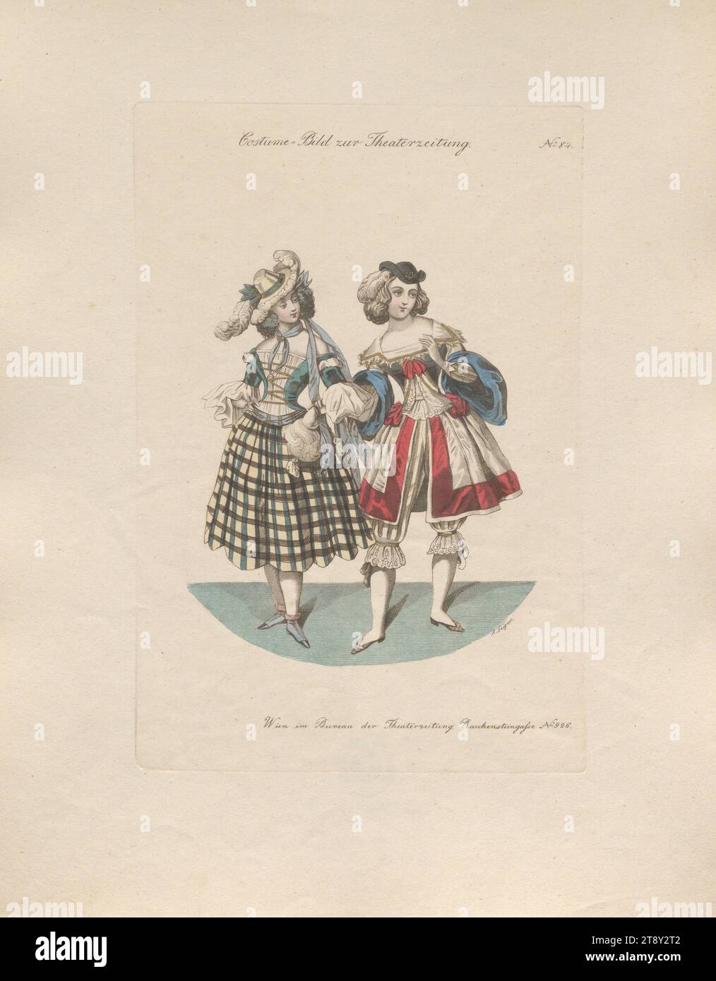 Photo de costume n°84 pour le journal de théâtre, Andreas Geiger (1765-1856), graveur sur cuivre, 1841, colorisé, gravure sur cuivre, taille de feuille 30×24, 2 cm, Théâtre, Arts de la scène, beaux-arts, acteur (sur scène)., la collection de Vienne Banque D'Images