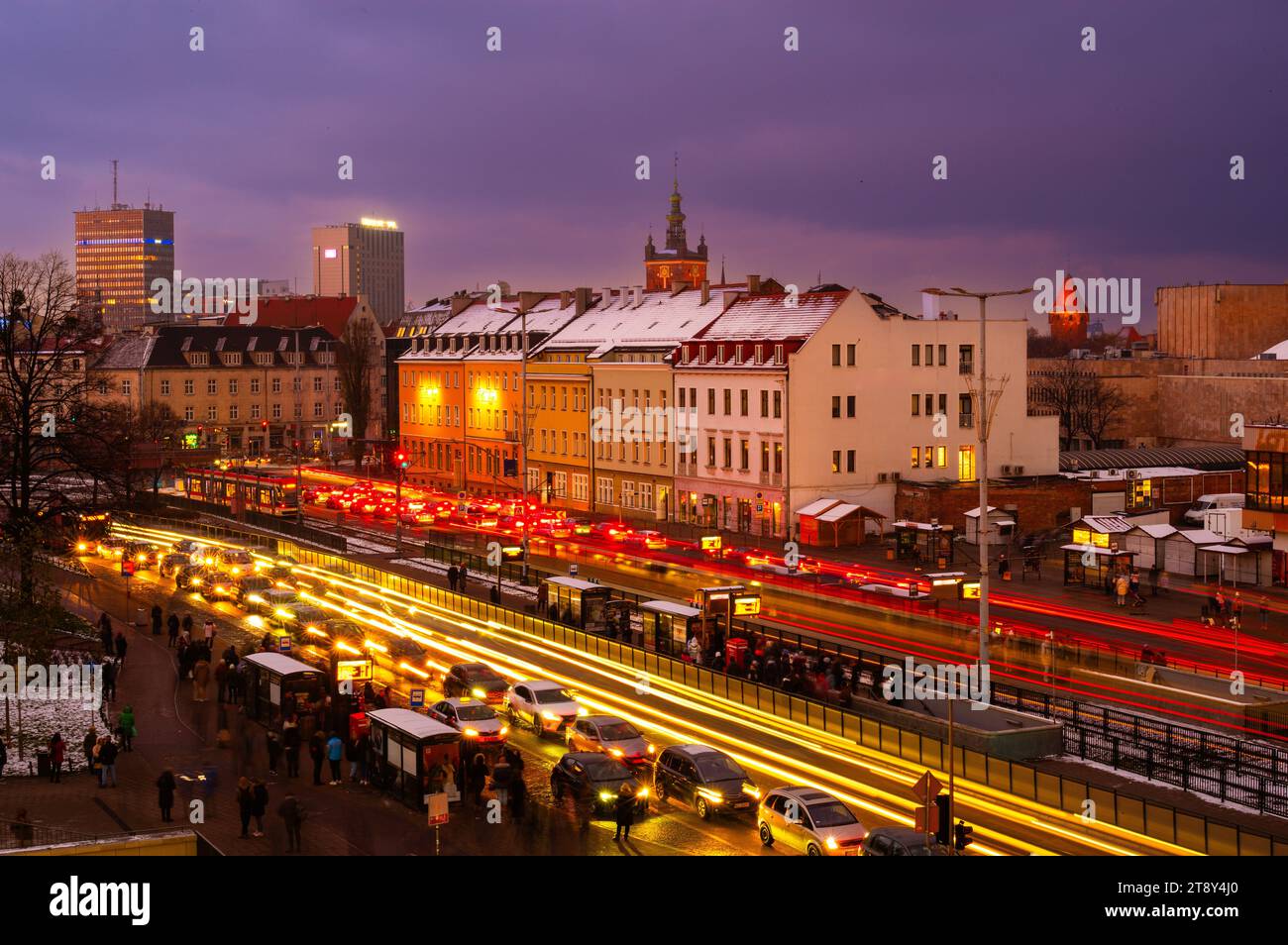 2022-12-10. Vue nocturne de la ville de Gdansk Pologne Banque D'Images