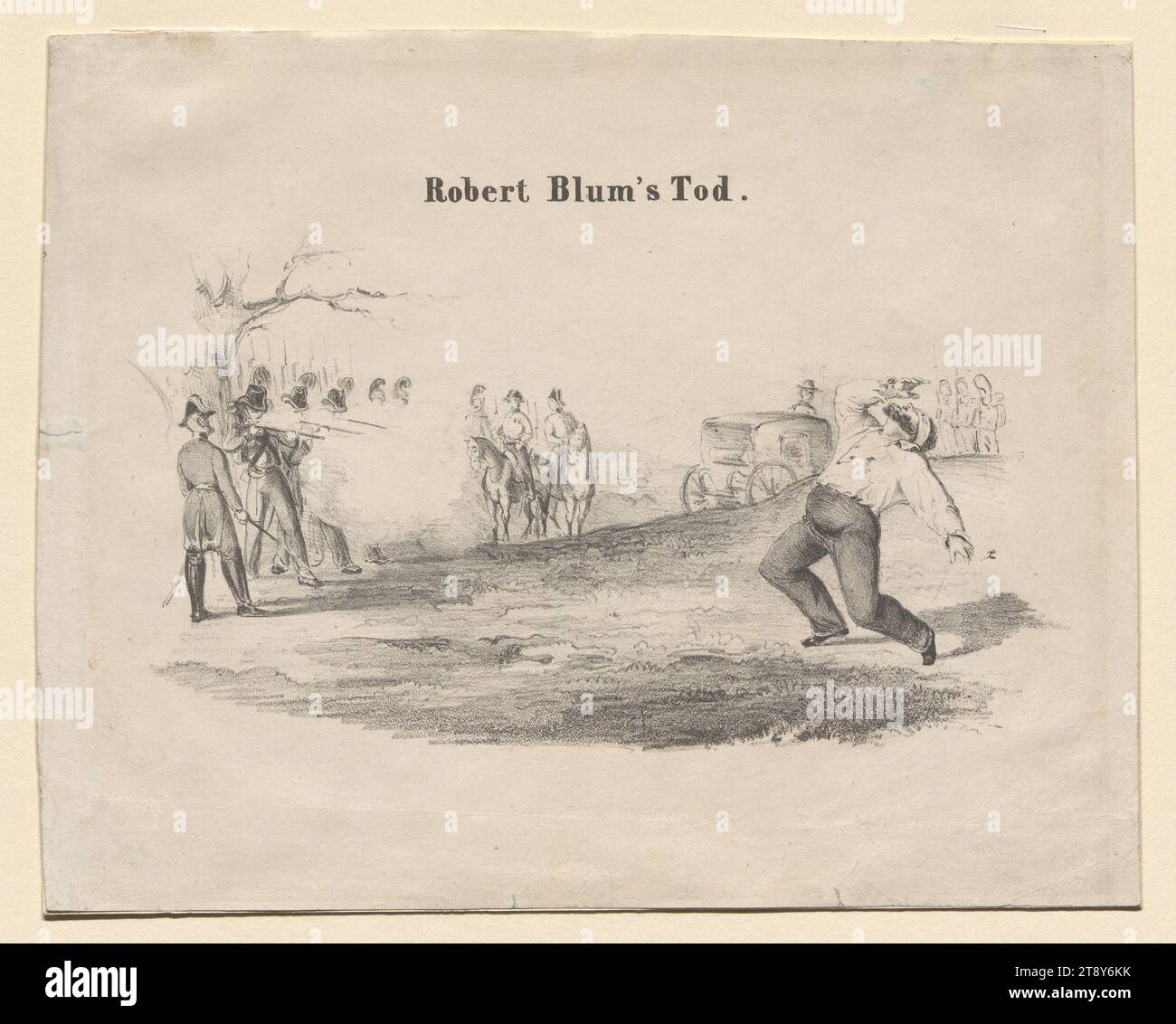 La mort de Robert Blum.' (Tournage de Robert Blum le 9 novembre 1848), Inconnu, 1848, papier, lithographie à la craie, hauteur 20, 3 cm, largeur 25 cm, Beaux-Arts, révolutions de 1848, 1849, peine de mort, exécution, collection de Vienne Banque D'Images
