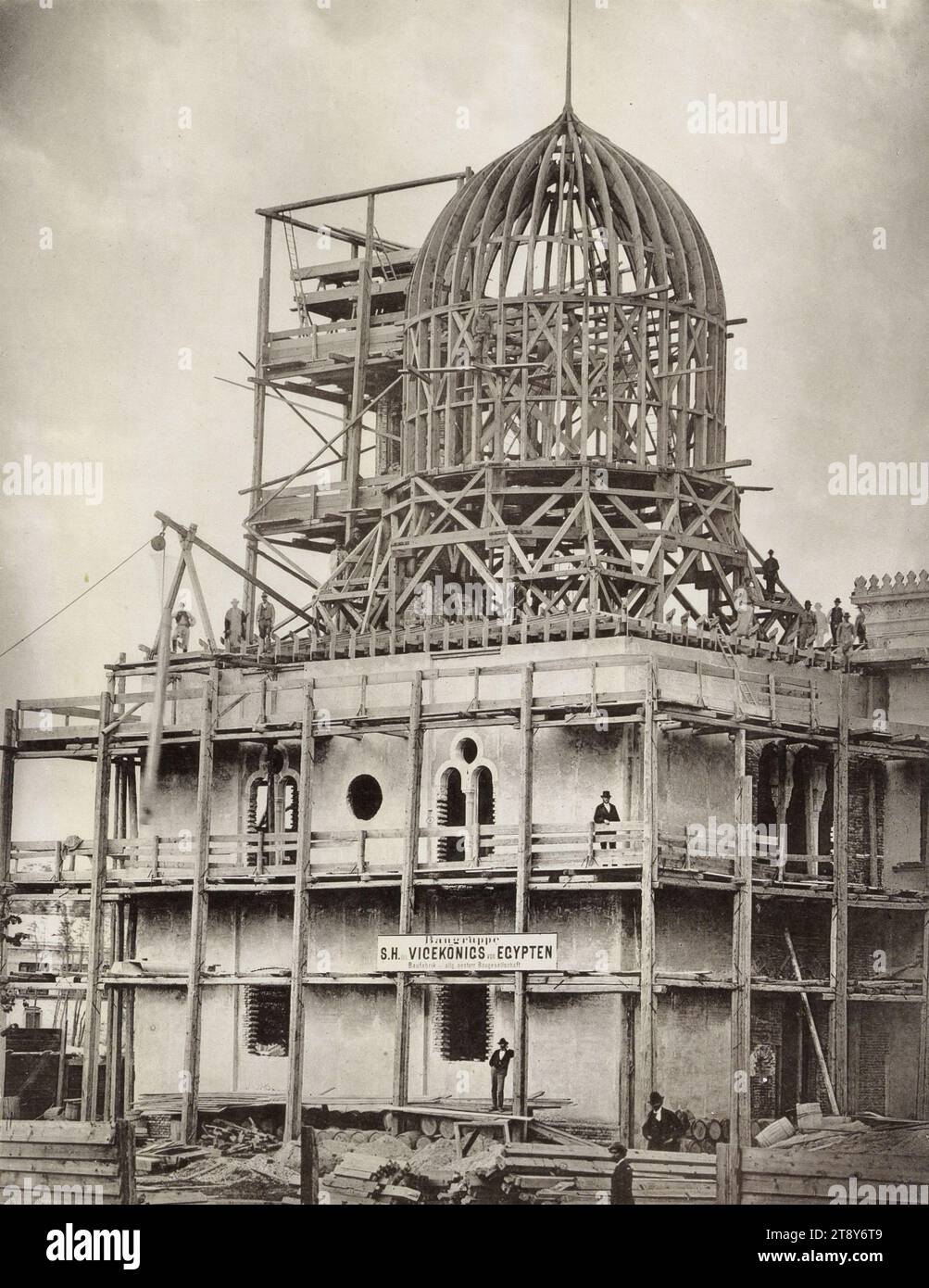 Exposition universelle 1873 : Groupe de construction S.S. le vice-roi d'Egypte (n ° 46), Association des photographes de Vienne, maison d'édition, 1872, paperboard, photographie, 1873 exposition universelle de Vienne, Prater, Expositions, Construction, Architecture, 2e arrondissement : Leopoldstadt, exposition universelle, échafaudage ( activités de construction), collection de Vienne Banque D'Images