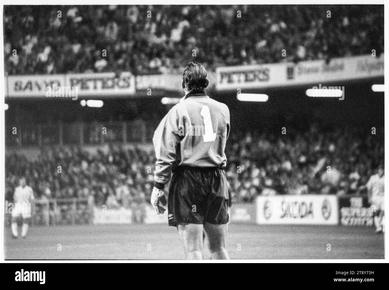 La légende galloise du gardien de but Neville Southall en action. Coupe du monde de la FIFA 1994 qualification Groupe 4 – pays de Galles contre RCS (Tchécoslovaquie alias représentation des Tchèques et des Slovaques) au Cardiff Arms Park, pays de Galles, Royaume-Uni, le 8 septembre 1993. Une victoire pour le pays de Galles dans ce match garantirait presque la qualification avec 2 matchs de groupe restants. Ils ont mené 2-1 mais ont concédé un but de coup franc tardif de Peter Dubovský et le match s'est terminé 2-2. Photo : Rob Watkins Banque D'Images
