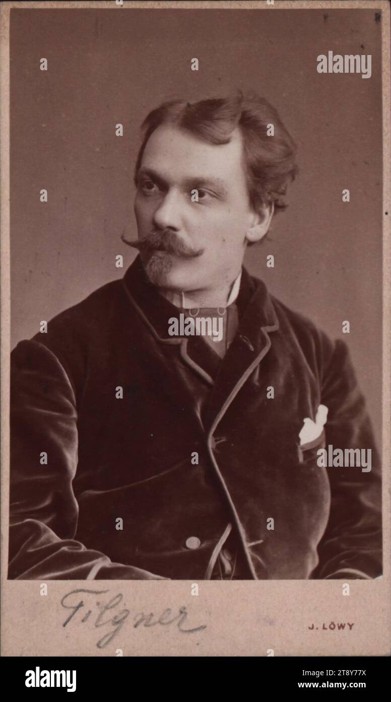 Viktor Tilgner (1844-1896), sculpteur, portraitiste, Josef Löwy (1835-1902), photographe, date vers 1875-1880, support carton, papier albumen, sous-couche carton 10, 8×6, 4 cm, portrait, homme, portrait, autoportrait de sculpteur, la collection Vienne Banque D'Images