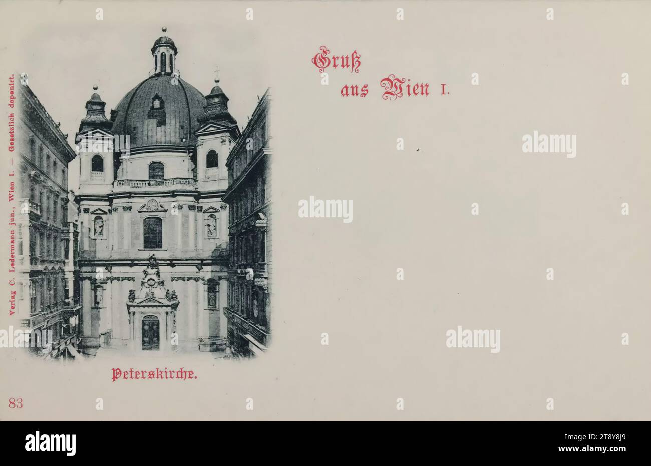 1, St. Peter's Square - St. Église de Pierre, carte postale, Carl (Karl) Ledermann Jr., producteur, date vers 1898, carton, collotype, 1 : centre-ville, église (à l'extérieur), St. Église de Pierre, St. La place Pierre, la collection Vienne Banque D'Images