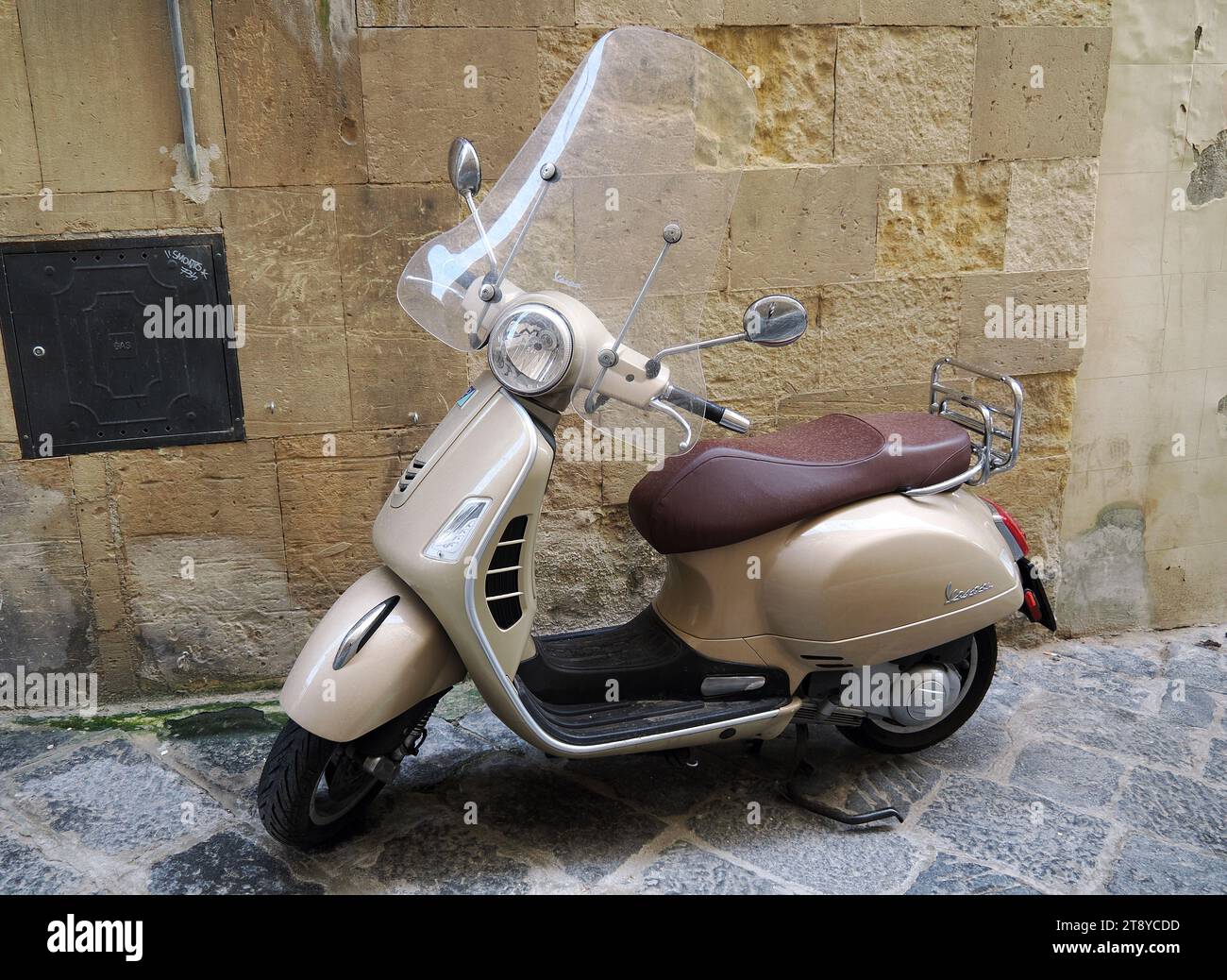 Piaggio Vespa scooter, Ortigia, Ortygia, Syracuse, Syracuse, Sicile, Sicile, Italie, Europe Banque D'Images