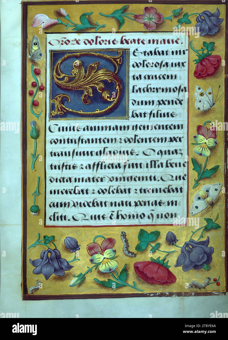 Livre d'heures de la famille de la porte, initial 's' (Stabat mater ...