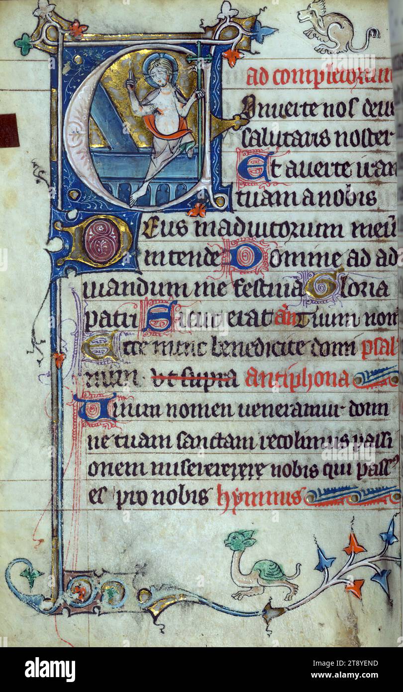 Livre des heures, Résurrection, ce livre des heures a été achevé en 1320-30 dans la région de Gand. La présence des heures de la Croix attribuées au pape Jean (XXII, 1316-1334) est un élément de preuve pour dater le manuscrit Banque D'Images