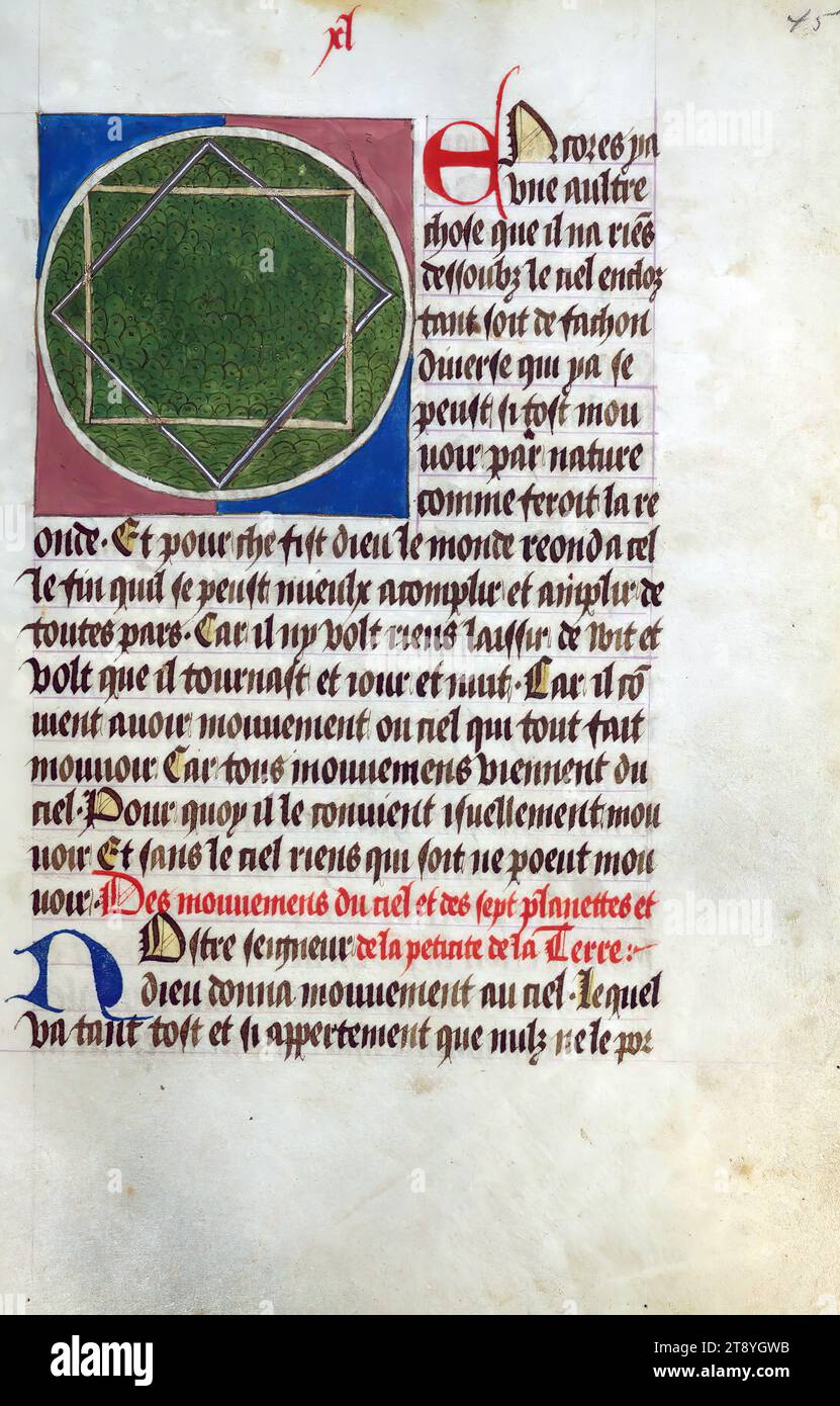 Gossouin de Metz, image du monde, ronde de la terre créée par Dieu, pour quoy dieu Fist le monde reond Banque D'Images