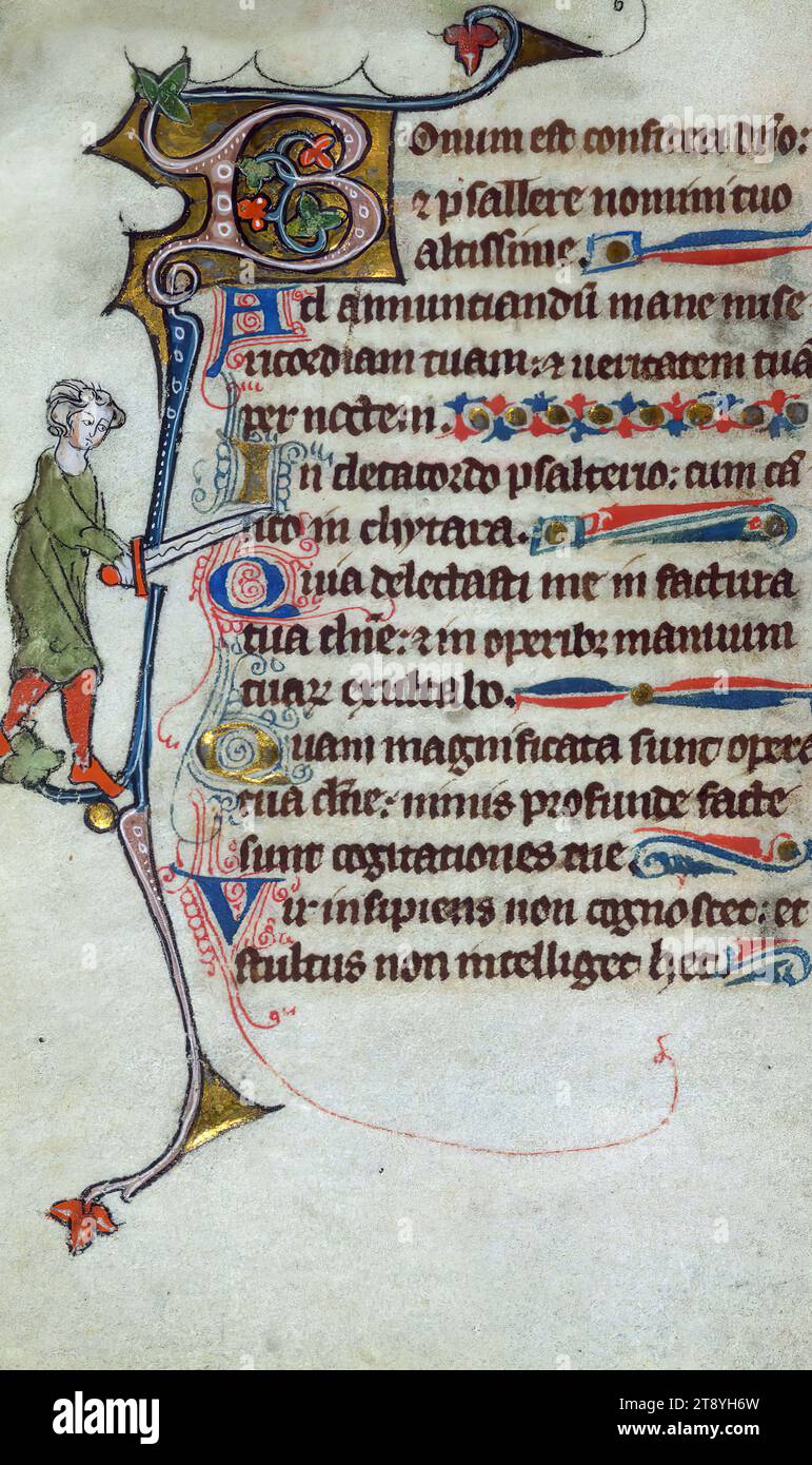 Psautier, Marginalia, ce charmant mais fragmentaire et mal lié psautier a été créé en Flandre française pour une dame dans les premières décennies du XIVe siècle. Les figures du manuscrit sont stylistiquement liées à celles trouvées à Gand (diocèse de Tournai Banque D'Images