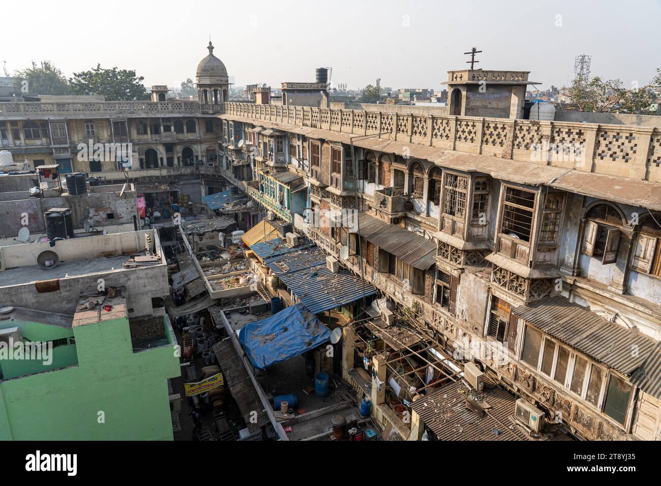 La vieille ville de Delhi sur le toit du marché aux épices Banque D'Images