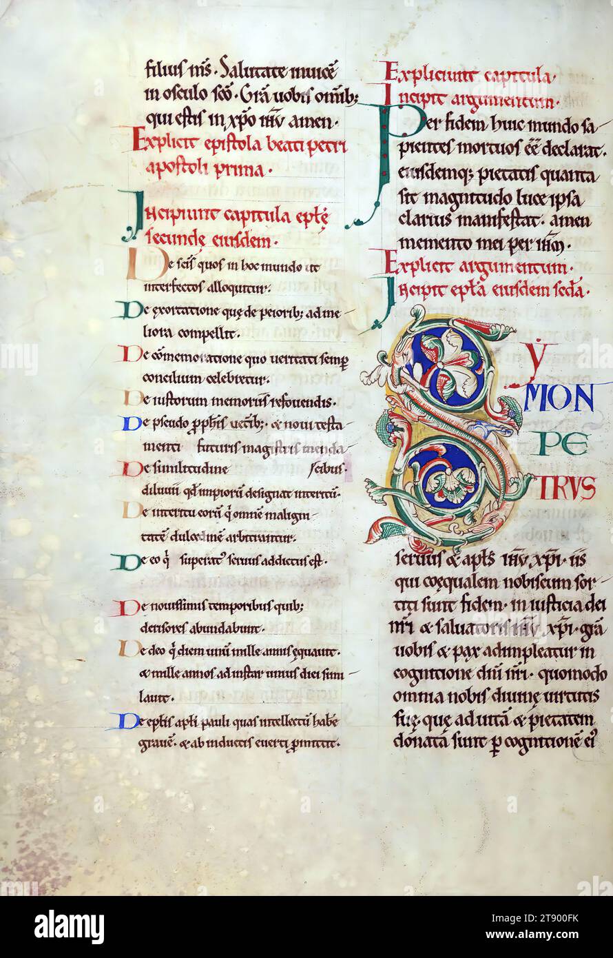 Manuscrit enluminé, la Bible de Rochester, cette copie grand format du Nouveau Testament a été créée à la cathédrale de Rochester à Rochester, en Angleterre, dans la première moitié du XIIe siècle. Le manuscrit est une survie importante, car il est une partie de ce que l'on croit être la première Bible décorée produite au prieuré scriptorium de Rochester. La grande taille du livre indique qu'il a été conçu pour être lu à haute voix, que ce soit pendant les services ou aux repas Banque D'Images