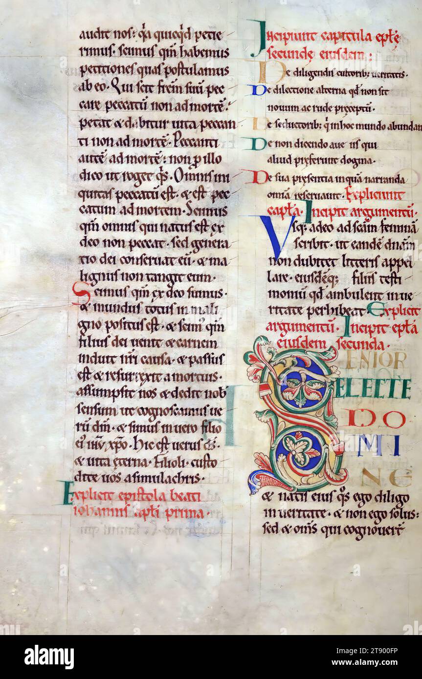 Manuscrit enluminé, la Bible de Rochester, cette copie grand format du Nouveau Testament a été créée à la cathédrale de Rochester à Rochester, en Angleterre, dans la première moitié du XIIe siècle. Le manuscrit est une survie importante, car il est une partie de ce que l'on croit être la première Bible décorée produite au prieuré scriptorium de Rochester. La grande taille du livre indique qu'il a été conçu pour être lu à haute voix, que ce soit pendant les services ou aux repas Banque D'Images